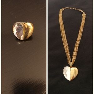 Goldtone necklace w/matching ring